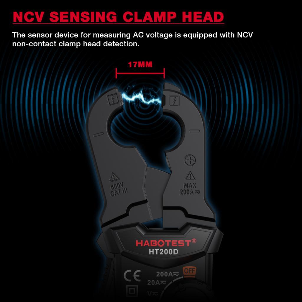 Đồng hồ đo kẹp kỹ thuật số YIWENG HT200D 2000 Đếm True RMS NCV 600V Điện áp 200A DC/AC Đồng hồ vạn n