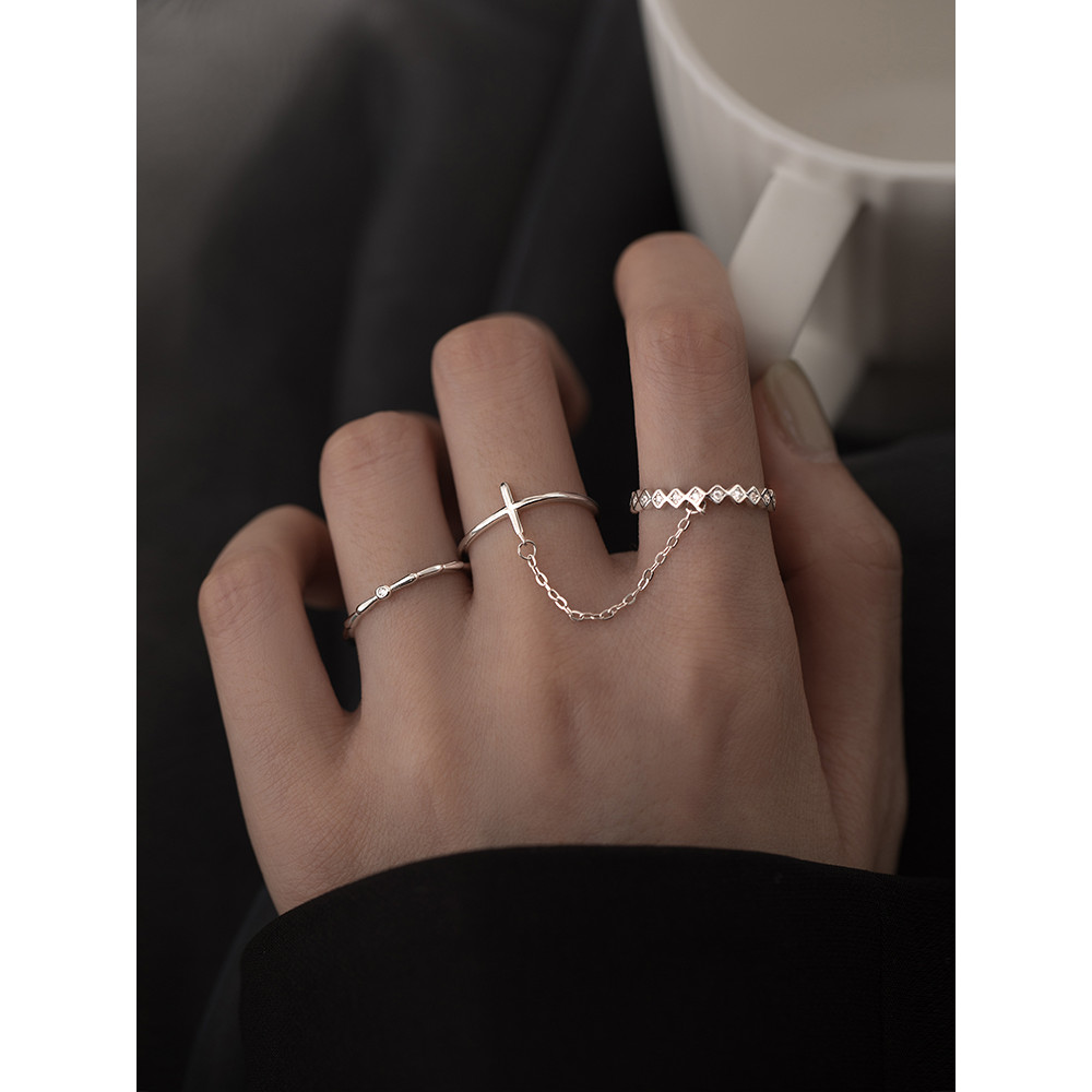 nhẫn bạc nữ thật nhẫn bạc 925 Nhẫn đeo chéo bạc 925 thời trang độc đáo, mở nhẫn, phù hợp cho nữ