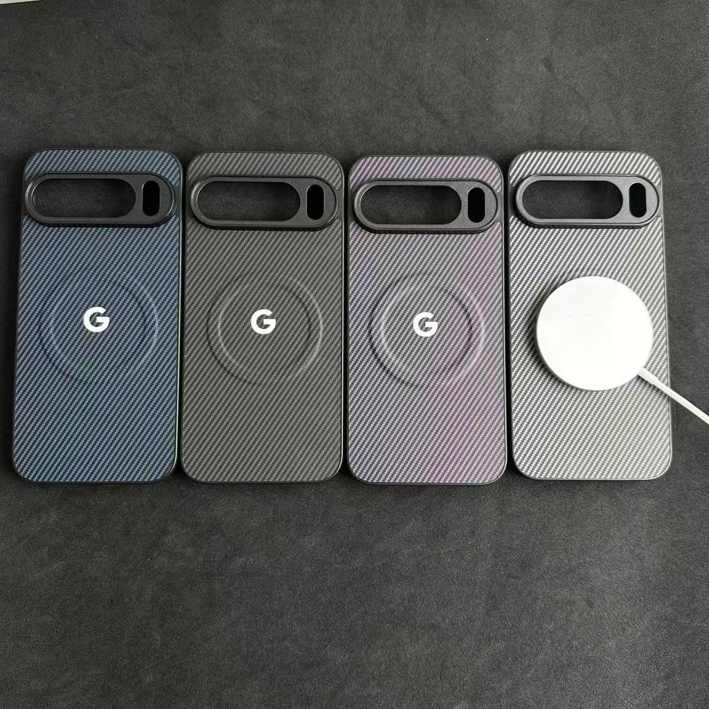 Ốp điện thoại từ tính họa tiết sợi Carbon cho Google Pixel 10 9 Pro XL Fold 8 7 Pro 9A 8A 7A 6A Pixe