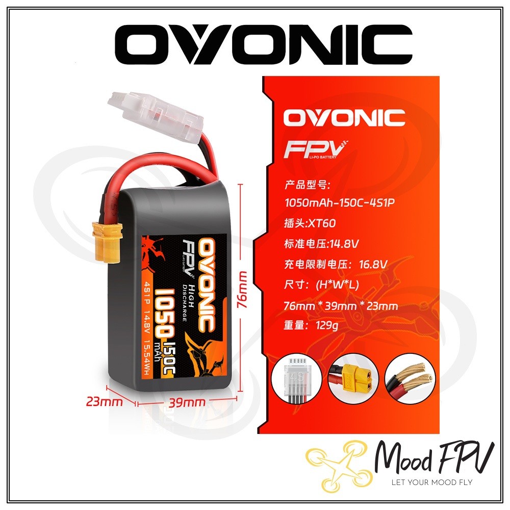 Ovonic FPV Pro 1050mAh 4S 150C Dòng Xả Cao
