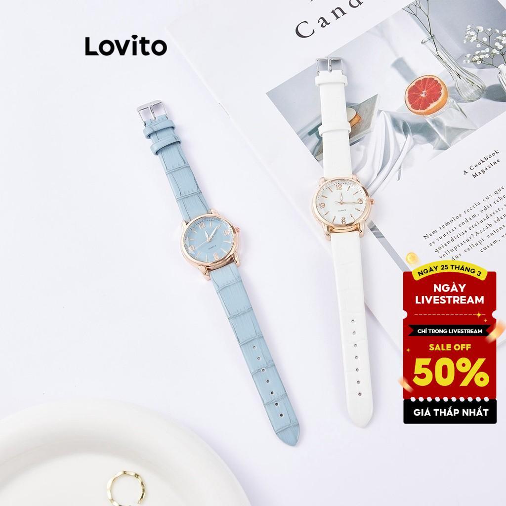 Đồng hồ Lovito thạch anh kim loại màu trơn thường ngày cho nữ L63AD287 (màu trắng/xanh dương ngọc)