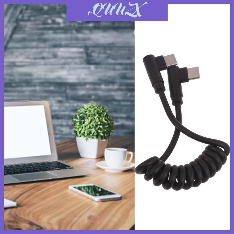 Cáp sạc nhanh QUU Dây cuộn góc phải 90 độ Type C sang Type C cho điện thoại