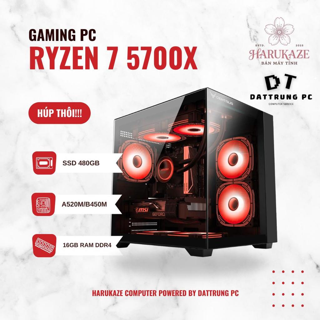 [Harukaze Labs] PC Gaming "Trường Phong": AMD Ryzen 7 5700X | B450M/A520 | RAM 16GB | SSD 480GB New 