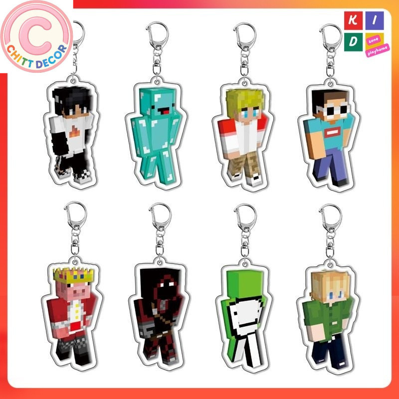 HOT ITEM Minecraft KeyChain Multi-series Toys Game Fans Creeper Steve Bricks Bag Pendant Key Ring Ki