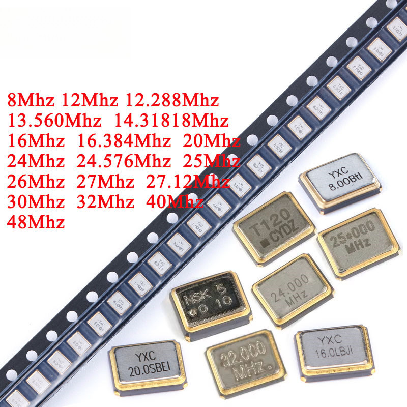 10 Cái / lốc 3225 SMD Thụ Động Thạch Anh Pha Lê Dao Động 8Mhz 10Mhz 12Mhz 16Mhz 20Mhz 24Mhz 26Mhz 30