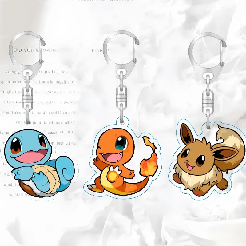 Móc khóa Pokemon Acrylic Mica Gengar Pikachu Eevee Zenigame Hitokage Fushigidane trang trí balo cặp 