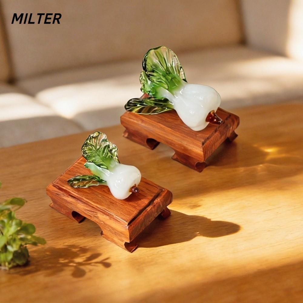 Trang trí bàn làm việc pha lê MILTER, Bok Choy Shape Thiết kế thịnh vượng Kính Bok Choy, Kính thổi B