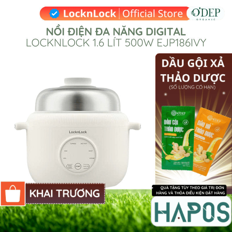 Nồi điện đa năng LocknLock Digital Multipot EJP186IVY 1.6 Lít 500W, Hàng chính hãng - HAPOS HOF