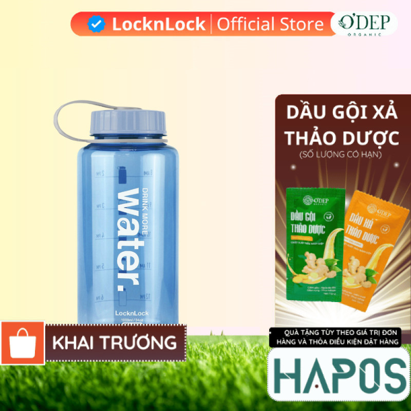 Bình nước LocknLock Helper Bottle 1L - Màu xanh dương Chính hãng  ABF610NBLU - HAPOS HOF