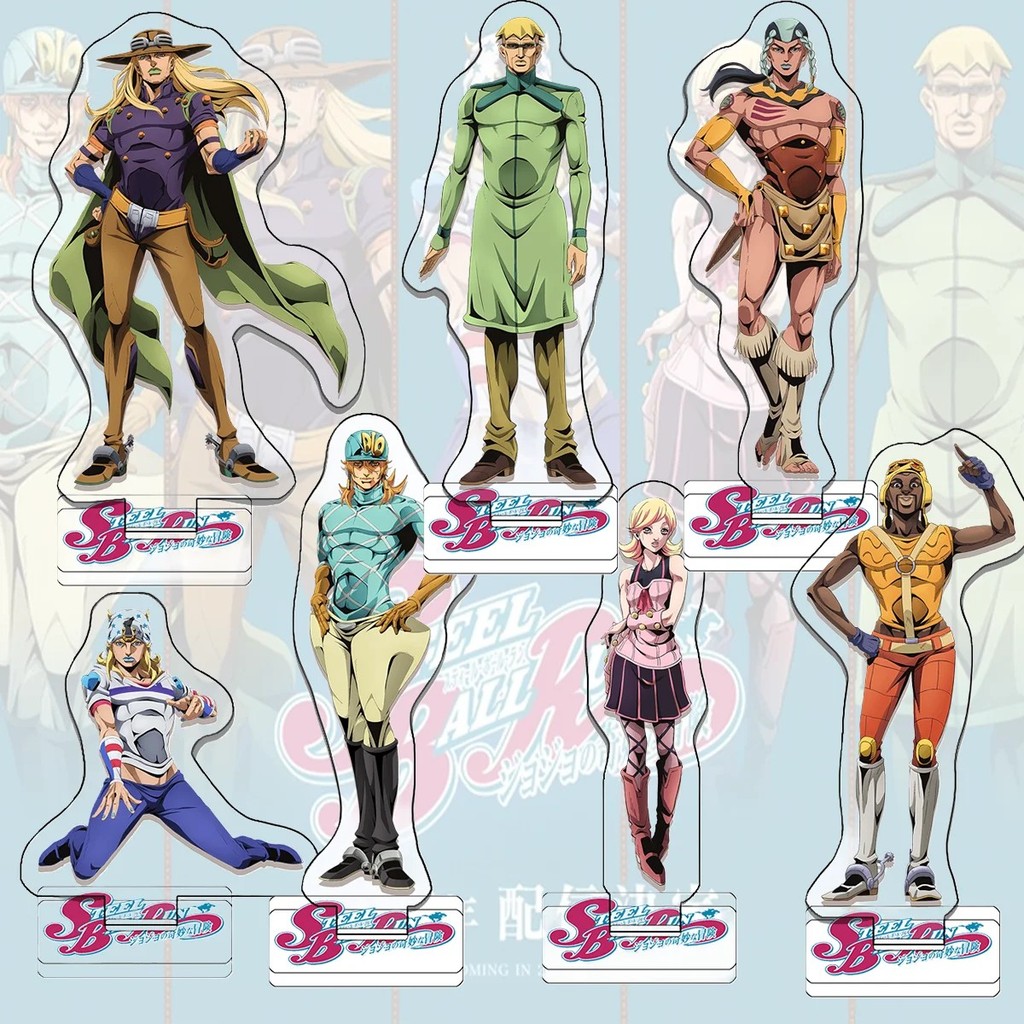 Mô hình Standee JoJos Bizarre Adventure Steel Ball Run SBR 15cm Acrylic Johnny Gyro Diego Funny Vale