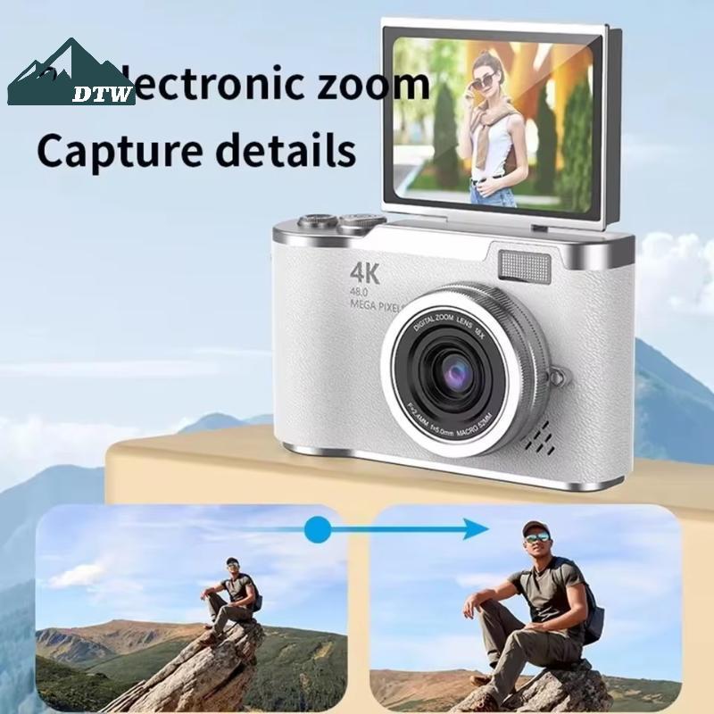 Camera kỹ thuật số DTW 4K Độ phân giải 48MP Zoom kỹ thuật số 8x 180° Màn hình lật Camera Selfie Học 