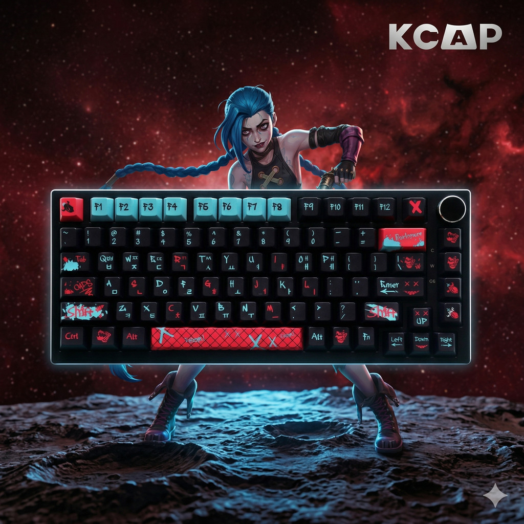 Bộ Keycap Jinx Arcane League of Legends PBT Font Hàn Anh Cherry Profile | KCAP - World of keycaps