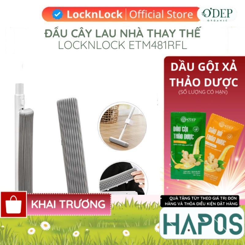 Đầu cây lau nhà LocknLock ETM481RFL dùng cho cây lau nhà ETM481, Mặt Xốp Sợi PVA thấm hút tôt   - HA