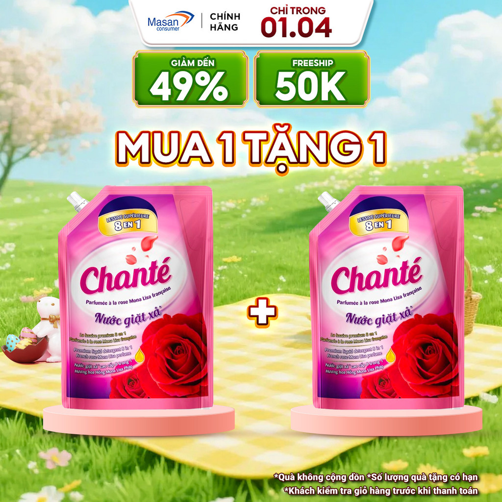 Combo 2 Túi Nước Giặt Xả Chanté Cao Cấp 8 Trong 1