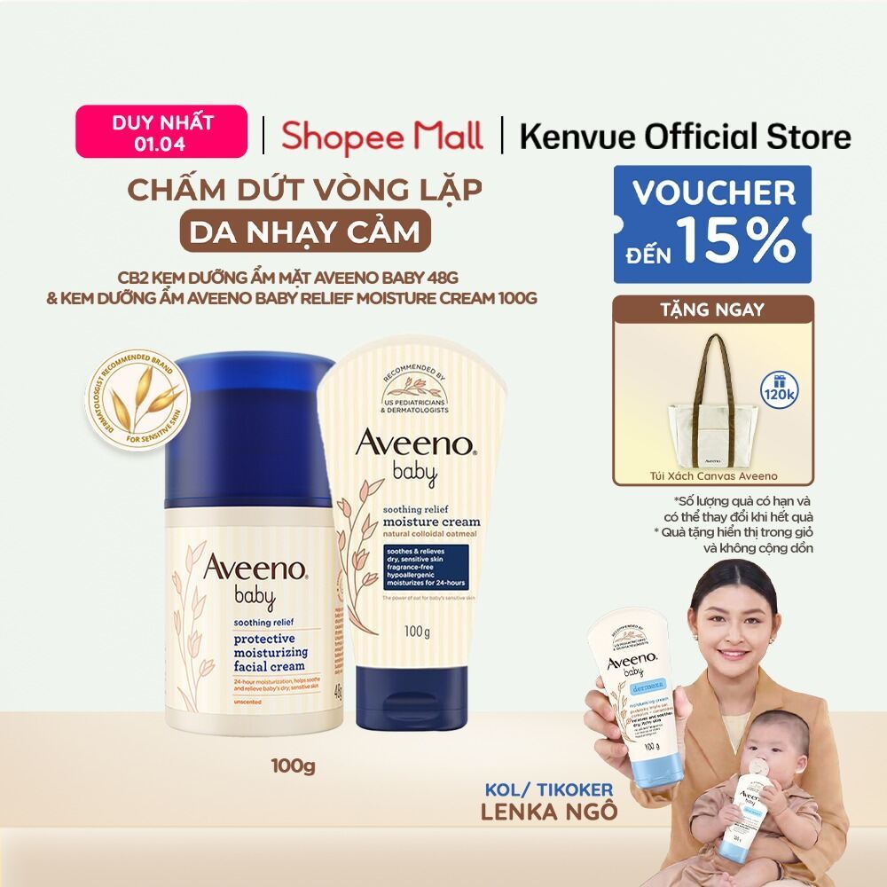 CB2 Kem dưỡng ẩm mặt Aveeno Baby  48g & Kem dưỡng ẩm Aveeno Baby  Relief Moisture Cream 100g