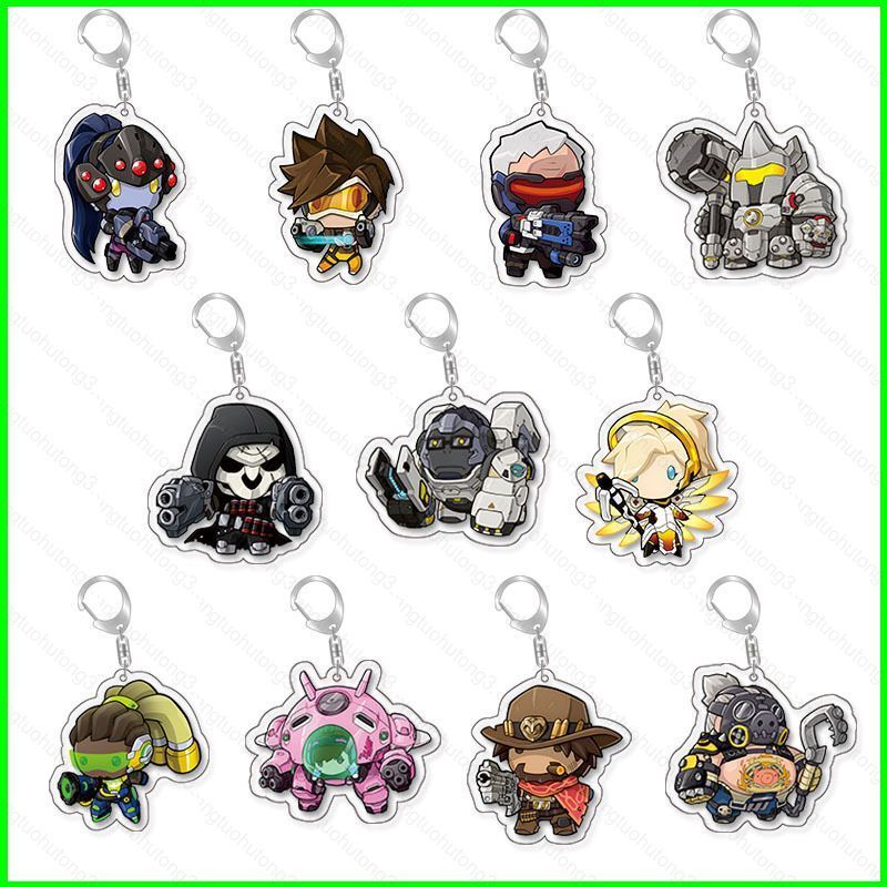 HT3 Overwatch Shimada Genji Hanzo DVA Tracer Cole Cassidy acylic Móc khóa túi móc khóa mặt dây chuyề
