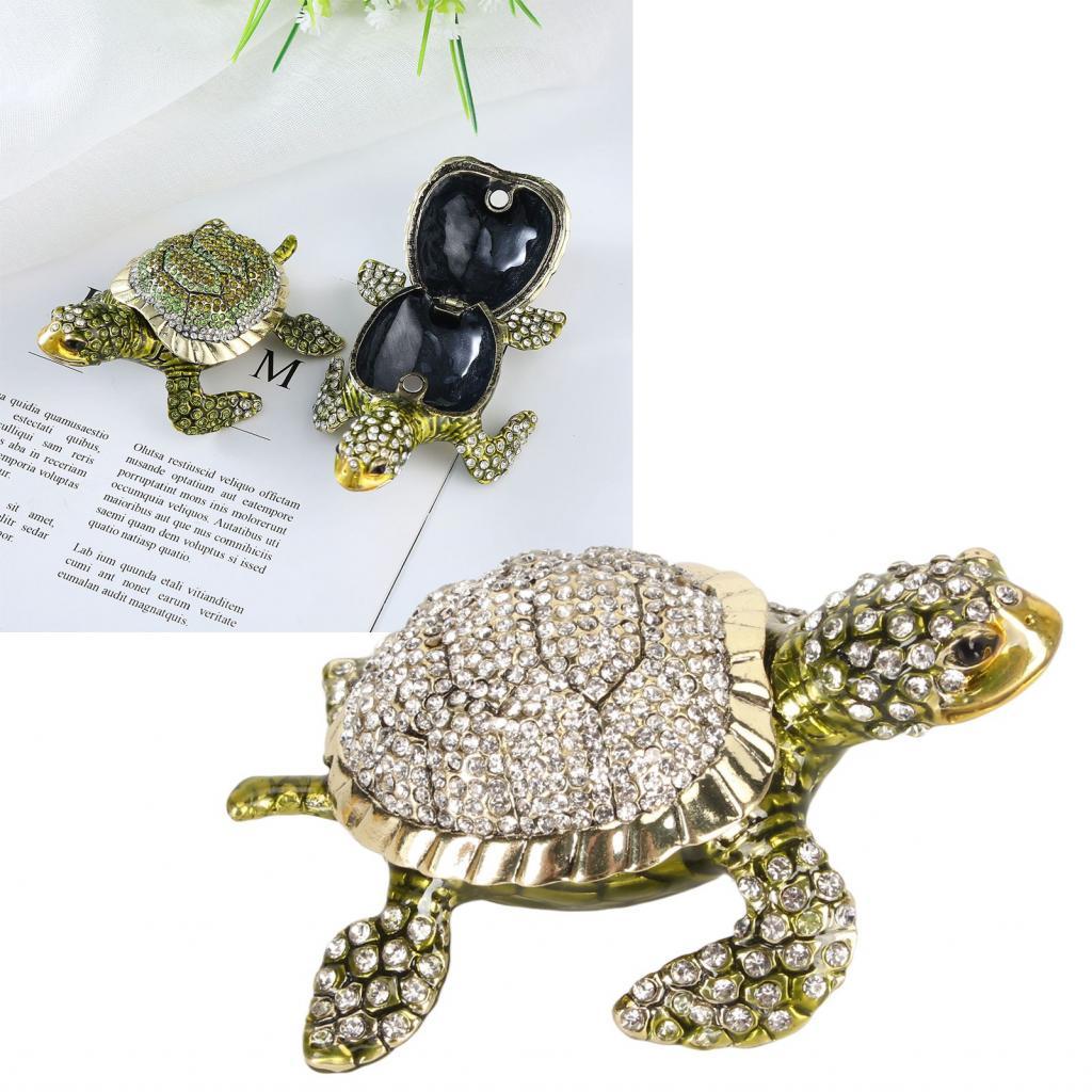 Hộp Bejeweled Inset Kim Cương Giả Chi Tiết Phong Phú Kim Loại Trang Sức Rùa Phong Cách Đa Năng Để Bả