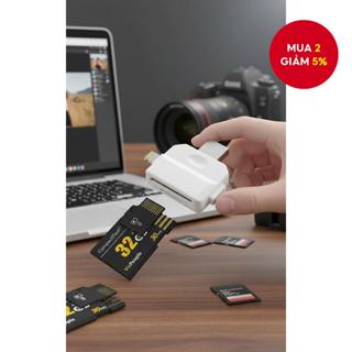  Bộ chia USB Type C với đầu đọc thẻ Lightning 5 trong 1 cho iPhone, PC, máy tính bảng, truyền dữ liệu nhanh.