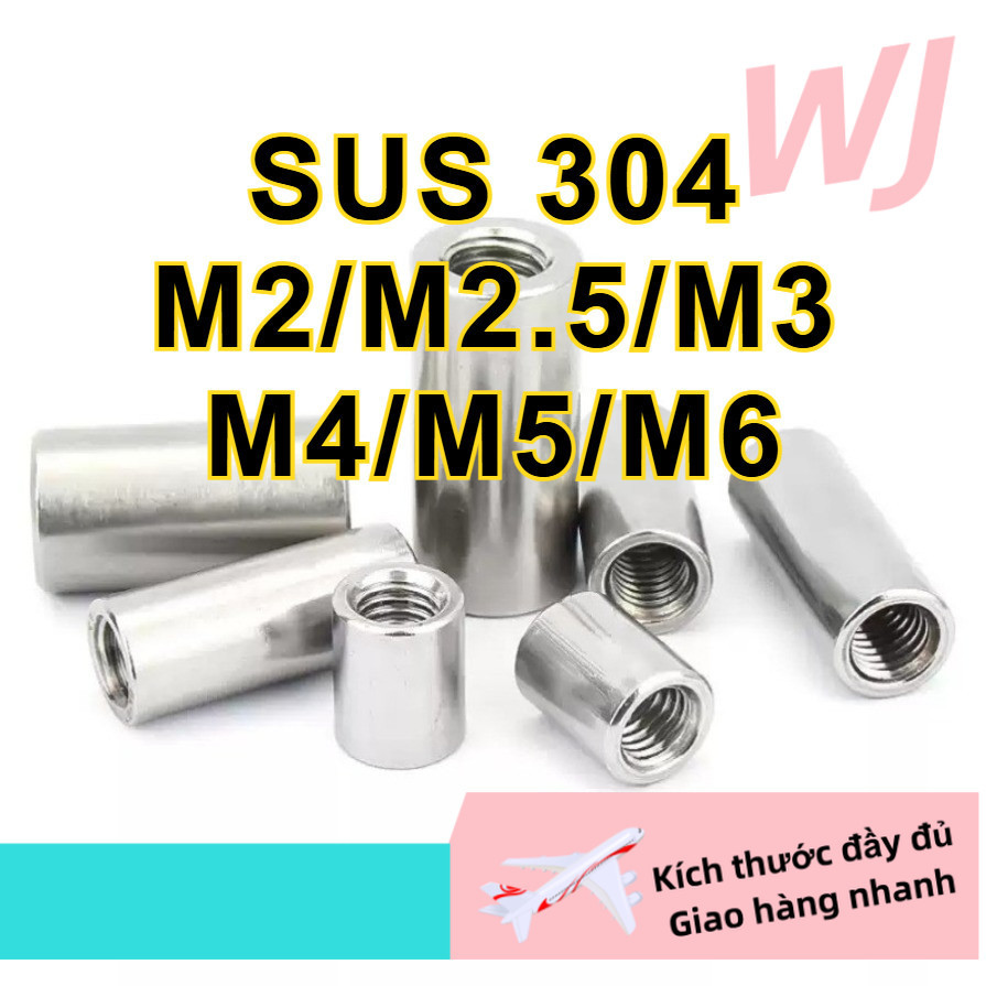 Ống Nối Ty Ren Inox - Nối Ren INOX 304 Size -Đai ốc xi lanh Đai ốc tròn bằng thép không gỉ 304, Đai 