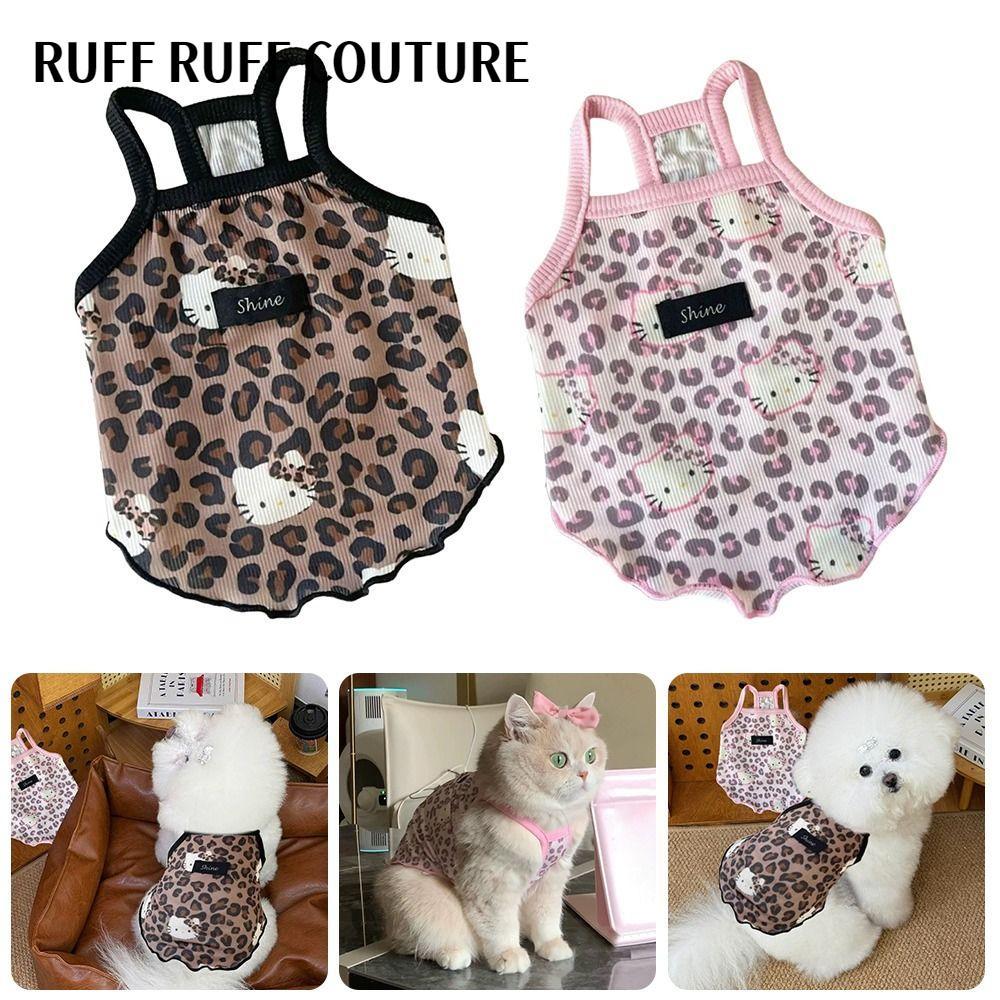 RUFF RUFF COUTURE Quần áo thú cưng, Ice Silk Leopard-Print Kitty Spice Girls Wind Suspenders, Vải ch