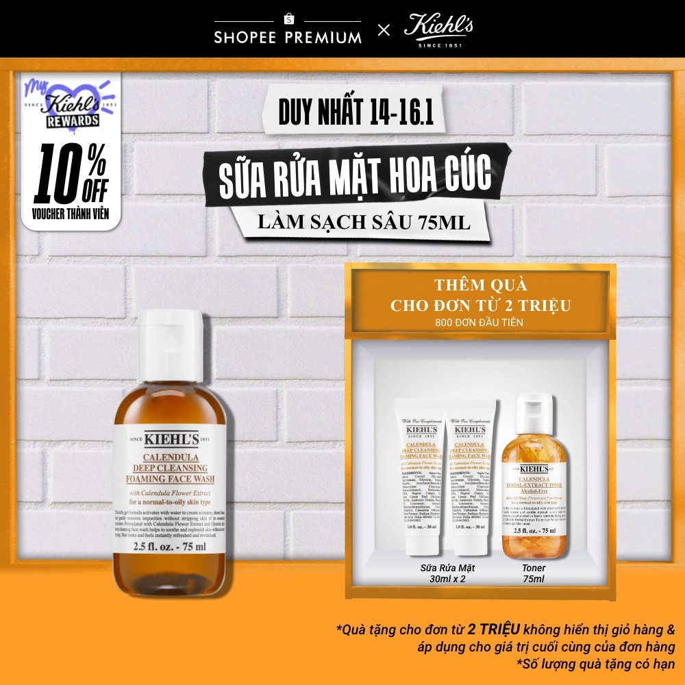 Sữa rửa mặt hoa cúc Kiehl's Calendula Deep Cleansing Foaming Face Wash 75ml