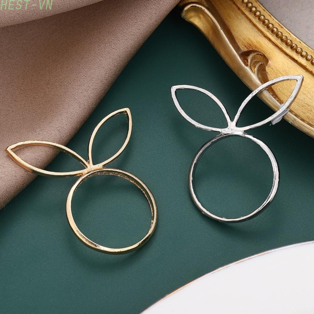 Easter Alloy Bunny Napkin Rings Gold Silver Tableware Decor Nordic Style Hotel