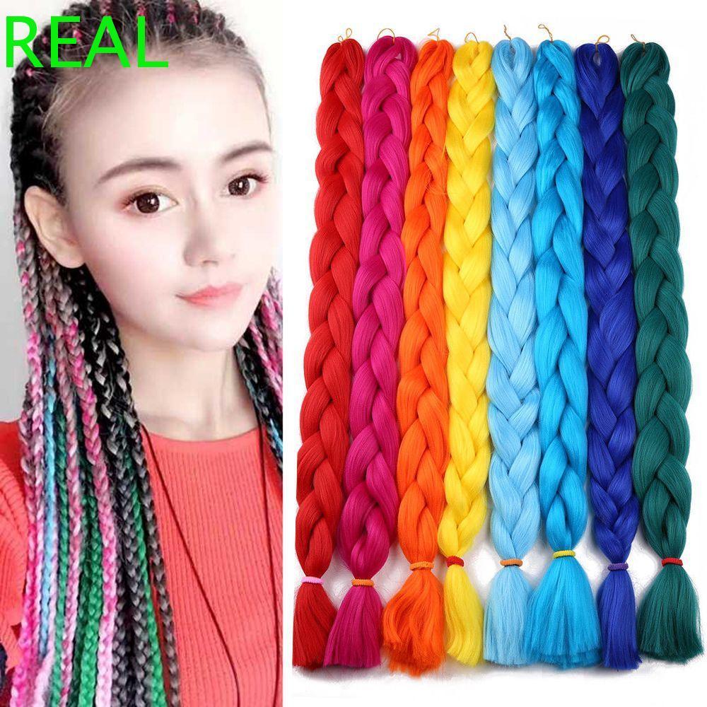 REAL Hair Extension Ombre Hairstyles Afro Twist Braids Bím giả