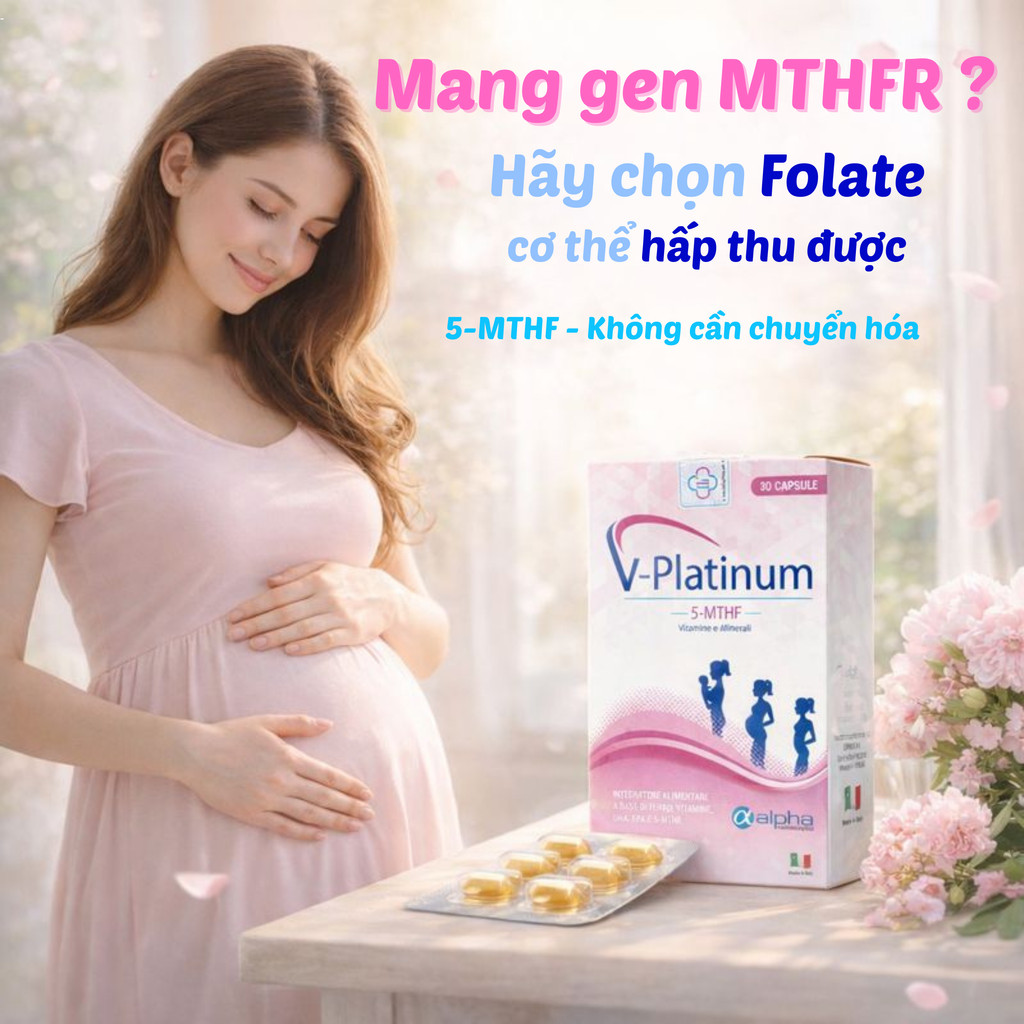 Vitamin Tổng Hợp Cho Bà Bầu V-Platinum 5-MTHF – Bổ Sung Acid Folic, Sắt, Hỗ Trợ Sinh Sản Tự Nhiên