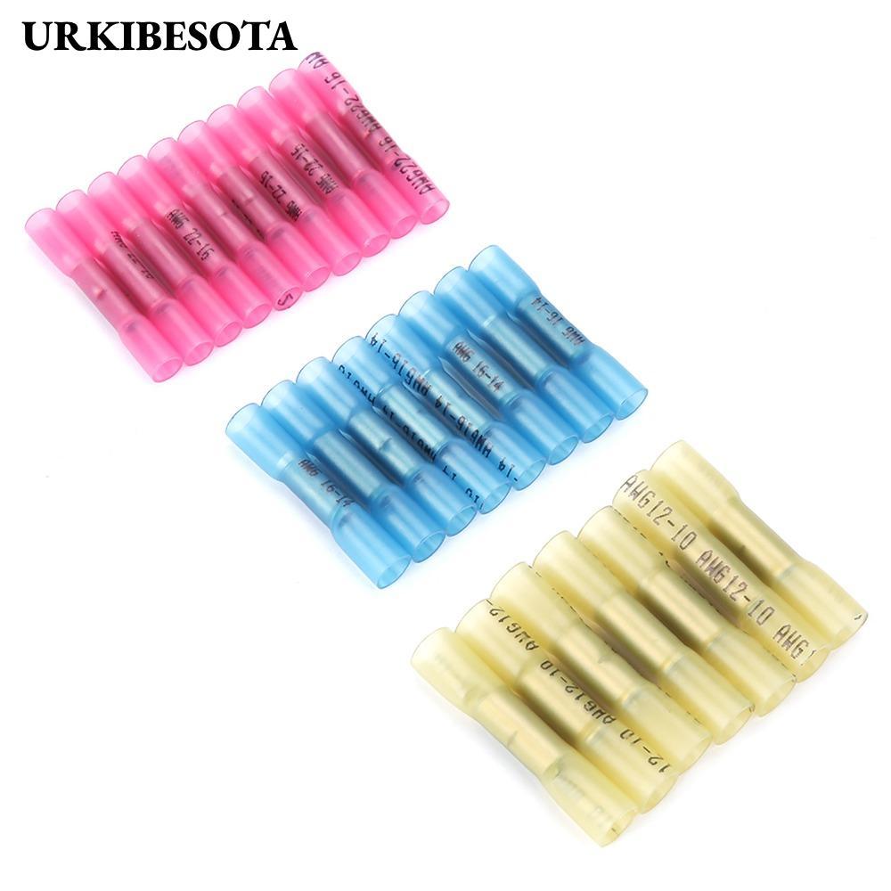 Đầu nối dây co nhiệt URKIBESOTA 300 chiếc, Đỏ xanh vàng 22-16AWG / 16-14AWG / 12-10 Đầu nối mông AWG