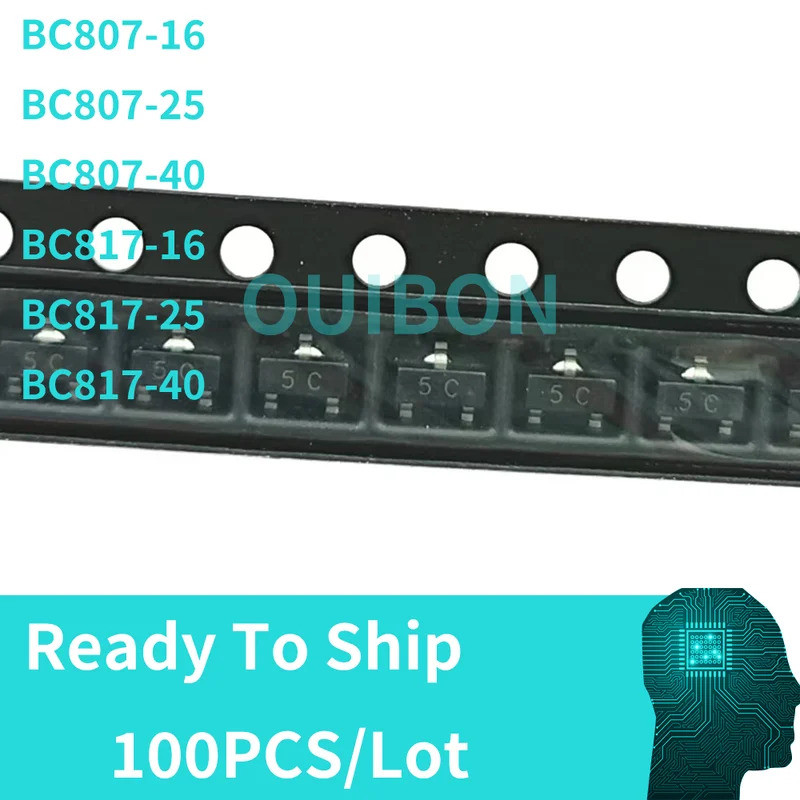 5 CÁI BC807-16 25 40 BC817-25 BC817-40 Sot23 SMD Trnasistor 5C 6A 6B 6C Mark