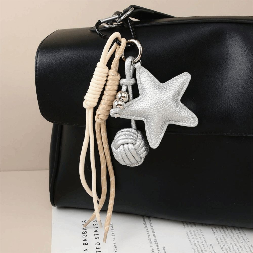 HOBBYHUB Mặt dây chuyền hình ngôi sao và bóng, Ngôi sao năm cánh Handmade Nút thắt trái tim tình yêu Móc khóa, Túi da PU Mặt dây chuyền Túi xách nữ trang trí | BigBuy360 - bigbuy360.vn