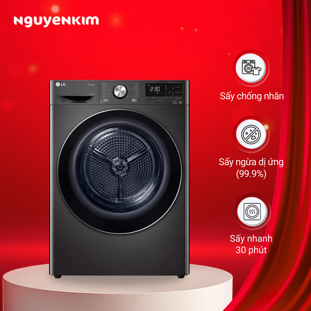 Máy sấy quần áo bơm nhiệt LG Inverter 10.5 kg DVHP50B