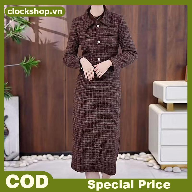 Bộ suit hai món dành cho nữ: Suit một miếng + váy midi cạp cao