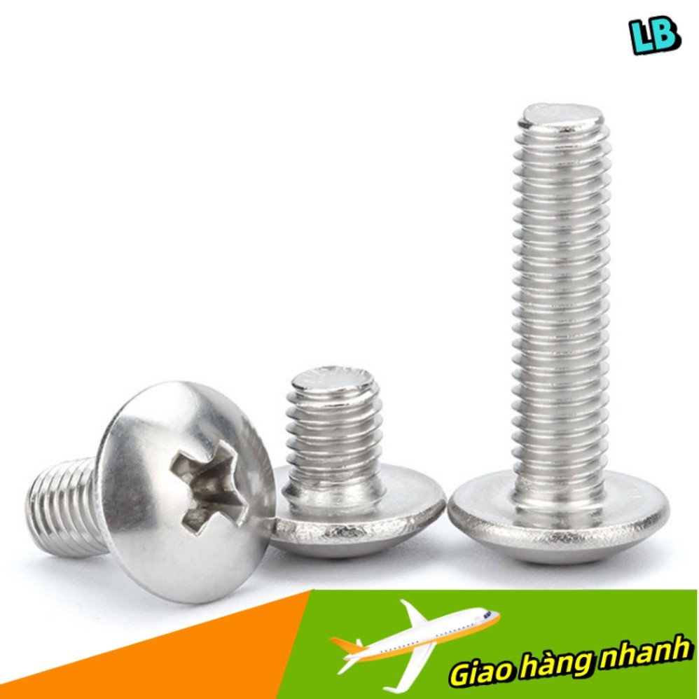 Ốc Vít inox 304 đầu dù Con Ốc Vít Pake Đầu Dù Bu Lông Đầu Tròn Bằng Inox VÍT, ỐC PAKE ĐẦU DÙ INOX  M