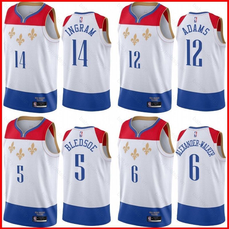 Áo jersey NBA cổ điểnPelicans Ingram Bledsoe Walker Adams - Phiên bản Thành Phố