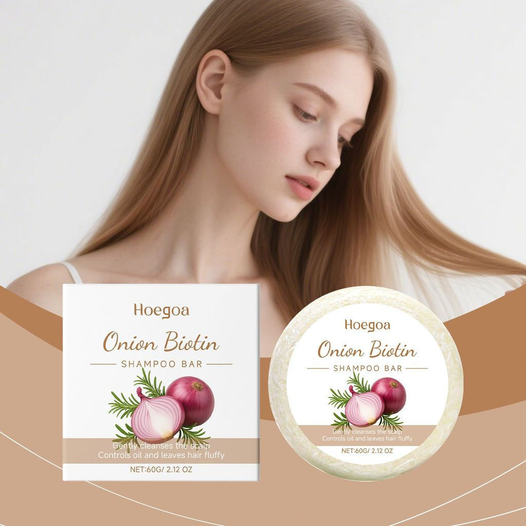 New Product#HOEGOA Onion Biotin Shampoo Bar Refreshing and moisturizing, gentle daily cleansing, flu