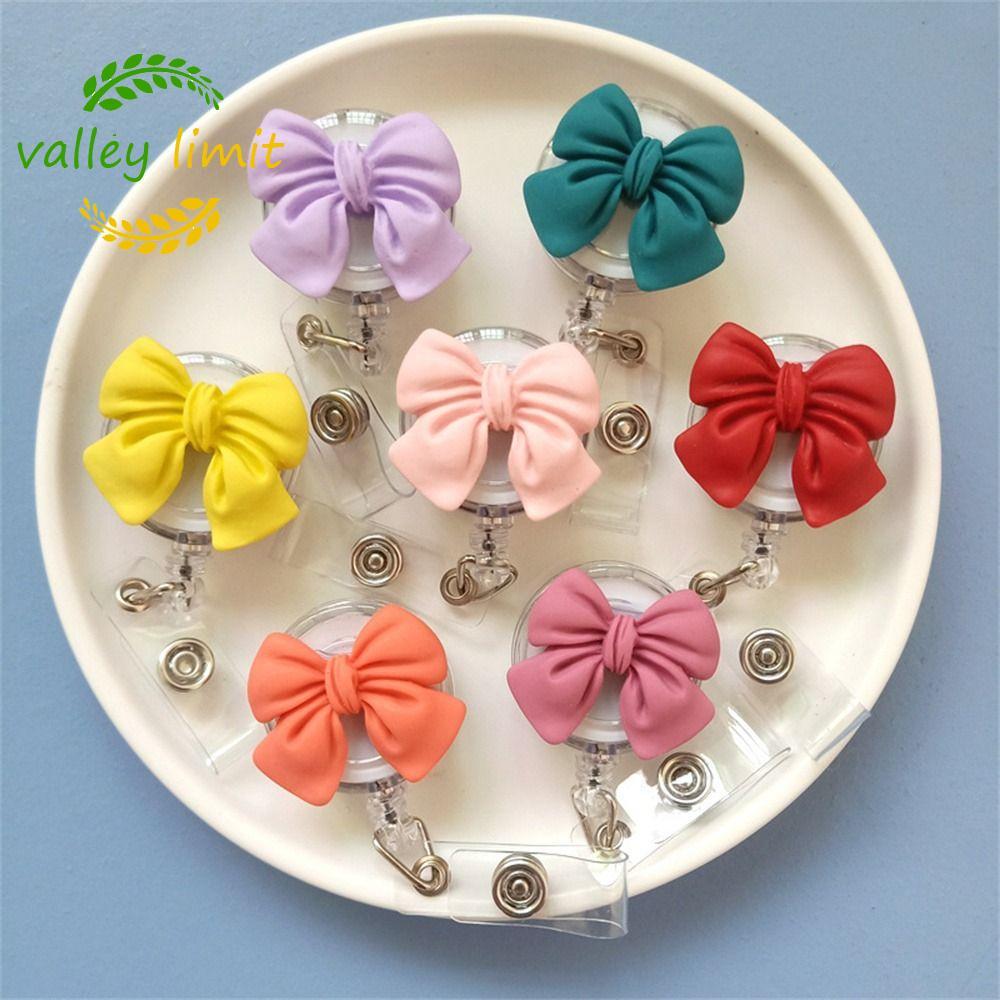 VALLEY LIMIT Giá đỡ huy hiệu có thể thu vào, Thẻ ngực 3D Flora Nurse Badge Reel, Thẻ ID dễ thương Nơ