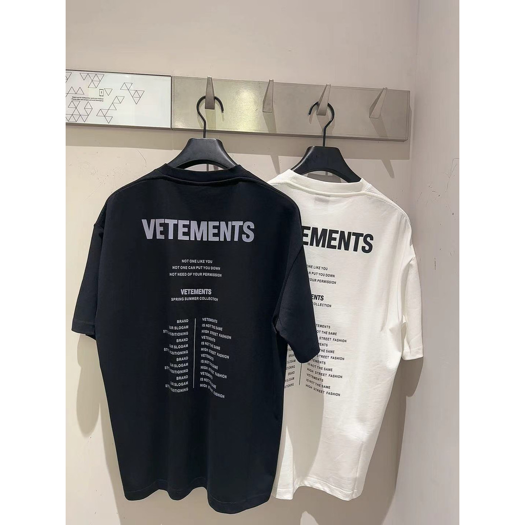 Váy T-shirt VETEMENTS in chữ đơn giản, thời trang nam nữ, tay ngắn 100% cotton