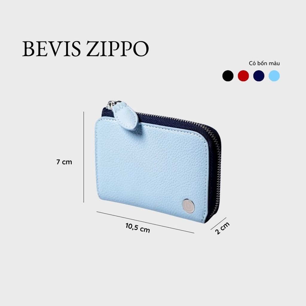 BEVIS ZIPPO – Ví Zip Mini Da Bò | Nhỏ Gọn – Thanh Lịch – Bền Bỉ