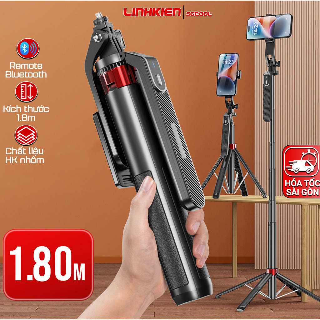 Gậy chụp hình 4 chân Selfie Tripod P180/P185/P320 quay Video Livestream Chụp Hình xoay 360 độ Cao 1,