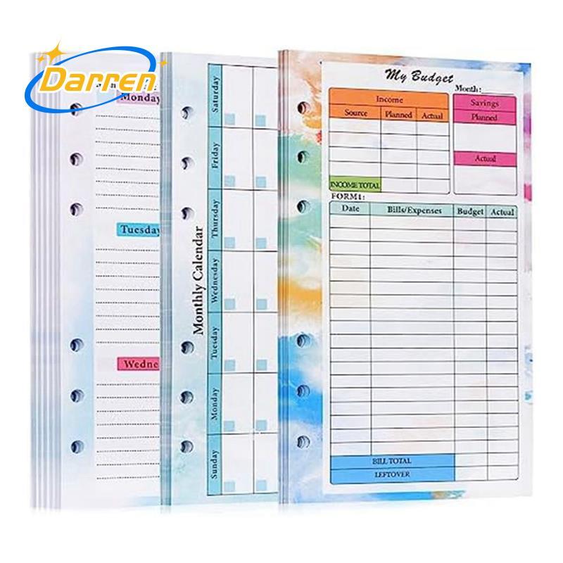 82 Tờ A6 Lập Kế Hoạch Ngân Sách Đổ Lại Notepad Hàng Tháng Kế Hoạch Hàng Tuần Notepad 6 Lỗ Cho A6 Chấ