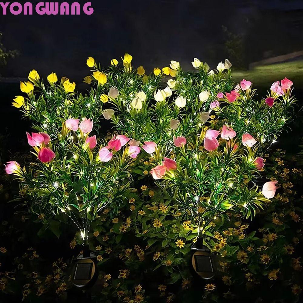 Đèn hoa nhân tạo năng lượng mặt trời YONGWANG66HR, Hoa Gardenia 42LED Đèn sân vườn năng lượng mặt tr