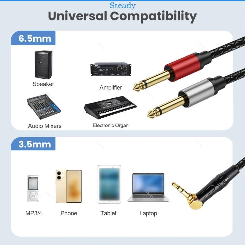 Ổn định cao cấp 1 8 inch đến 1 Cáp âm thanh 4in 3 5mm đến 2x6 35mm Dây chuyển đổi dây