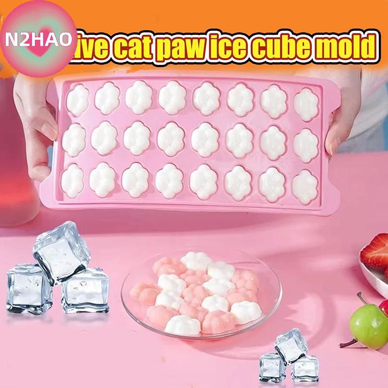 N2HAO Creative Cat Paw Ice Cube Khay Khuôn Có Nắp, Máy Làm Đá Nhỏ, Hộ Gia Đình Nhỏ Ice Cube Box, Sil