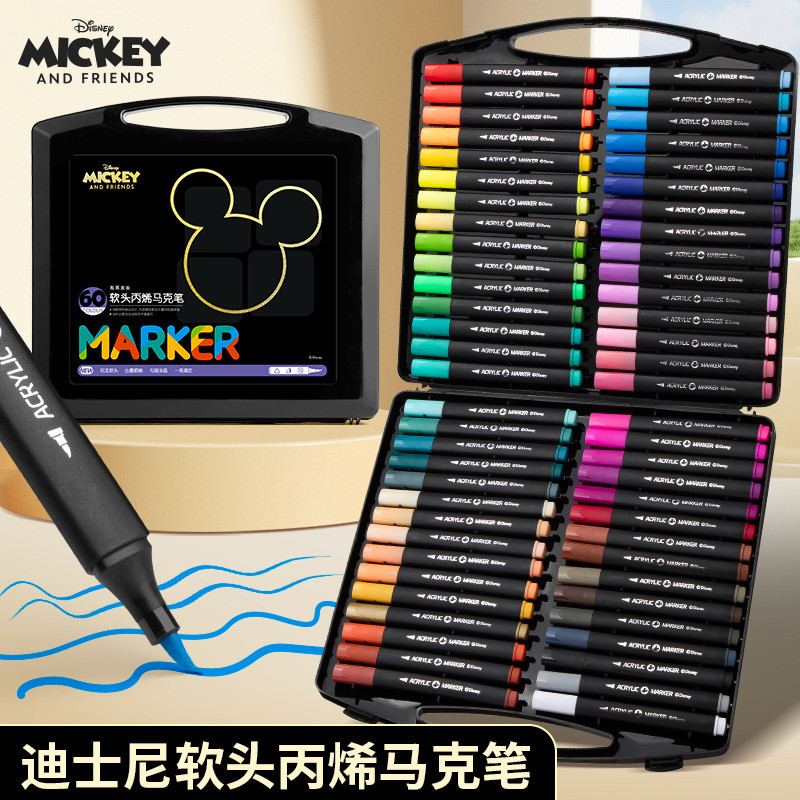 DSN Hộp Đen Nhỏ Đầu Mềm Acrylic Bút Đánh Dấu Xếp Chồng Màu Nước Một Đầu Chuột Mickey Mickey Mickey M