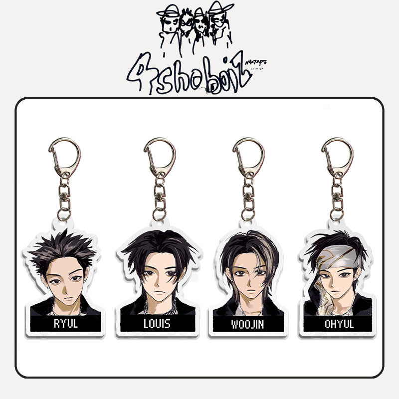 LNGSHOT Cartoon Figure Acrylic UV Double-sided Digital Printing Keyring RYUL WOOJIN LOUIS OHYUL