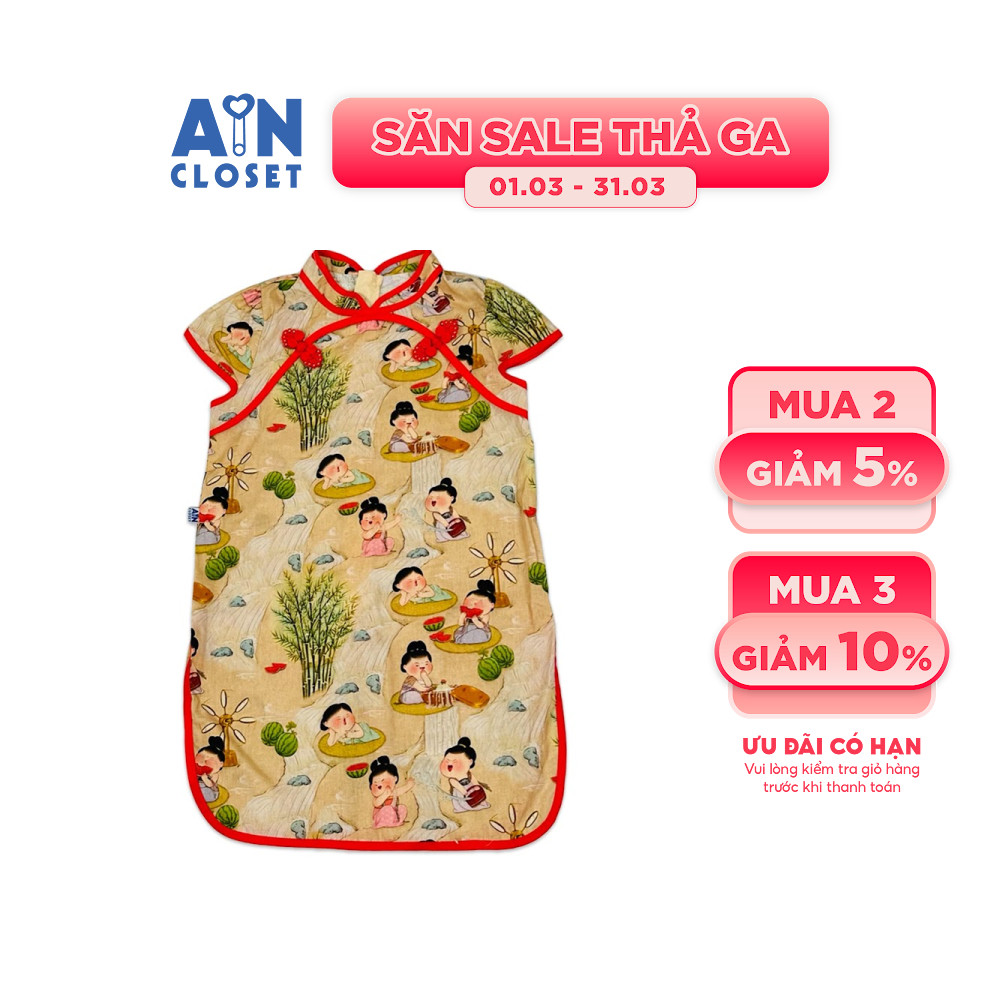 Đầm Sườn xám bé gái họa tiết Ajuma Hàn Quốc cotton - AICDBGHRN0TR - AIN Closet