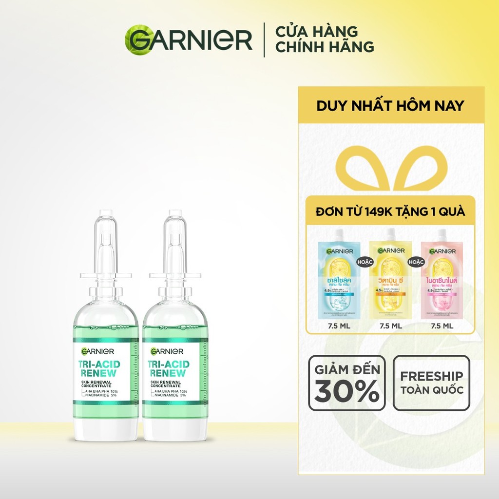 Bộ 2 Serum thế hệ mới 15% [PHA,AHA BHA ,NIACINAMIDE] giúp da trông sáng, láng, khỏe hơn-Garnier Tri-