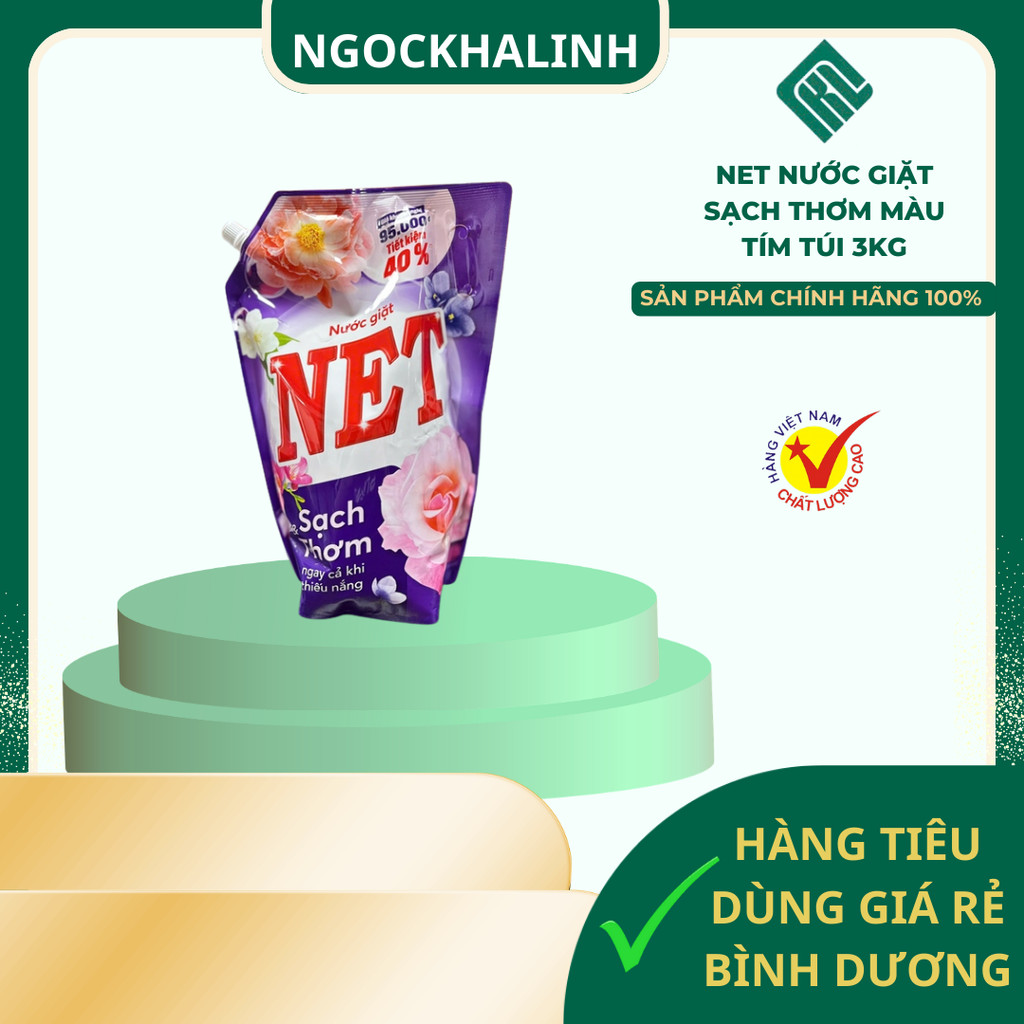 Nước giặt Net sạch thơm màu tím túi 3kg