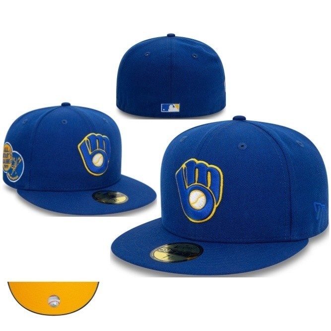 Milwaukee Brewers Blue New Era 59Fifty MLB Cap - Che Nắng, Phù Hợp Cho Người Lớn